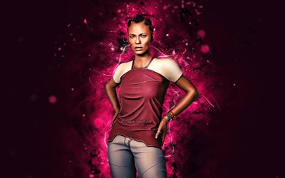 Anna Hamill, 4k, purple neon lights, Cyberpunk 2077, RPG, fan art, Cyberpunk 2077 characters, Anna Hamill Cyberpunk