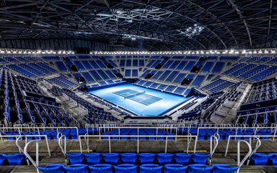 Ariake Coliseum, inside view, Ariake Koroshiamu, indoor tennis arena, Tokyo, Japan, 2020 Summer Olympics, Ariake Tennis Forest Park, tennis stadium, Games of the XXXII Olympiad