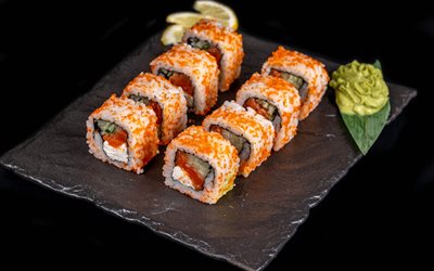 Sushi, Kalifornien Sushi, japansk mat, japanska r&#228;tter, sushi p&#229; en tallrik