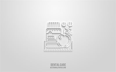 Vitamins for teeth 3d icon, white background, 3d symbols, Vitamins, Dentistry icons, 3d icons, Vitamins sign, Medicine 3d icons