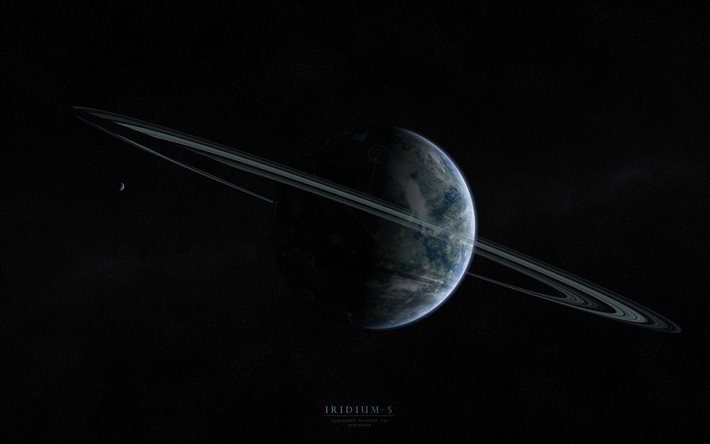 Iridium-5, planets, rings, galaxy, stars