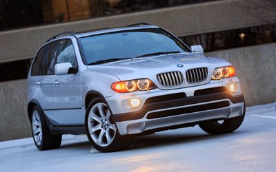 BMW X5, E53, SUV argent, argent X5 E53, ext&#233;rieur, vue avant, voitures allemandes, BMW