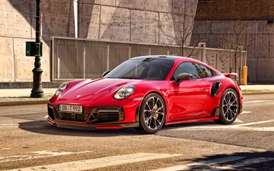 TechArt Porsche 911 Turbo S, 4k, tuning, 2021 cars, supercars, 2021 Porsche 911, german cars, Porsche