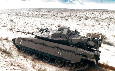 Merkava Mk-4, israeli tank, armored vehicles, battle tank, desert, tanks