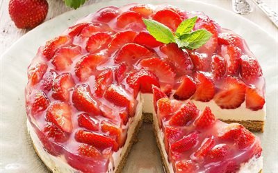 strawberry cheesecake, cake, strawberry, berry cheesecake, sweets, pastries