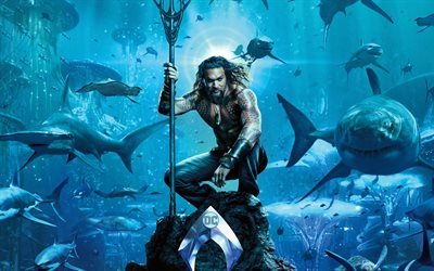 Aquaman, 2018, promo, affisch, superhj&#228;lte, havet, ocean, Jason Momoa