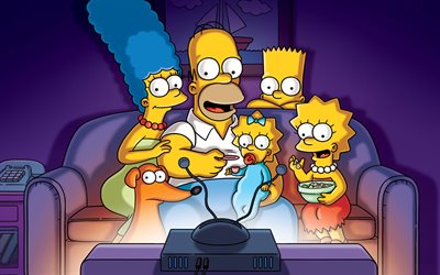 4k, The Simpsons, Homer Simpson, Bart Simpson, Marge Simpson, Lisa Simpson, 2019 movie, Simpsons