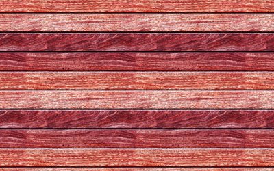 planches de bois horizontales, 4k, fond en bois rouge, macro, arri&#232;re-plans en bois, planches de bois, arri&#232;re-plans rouges, textures en bois