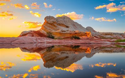 White Pocket, sunset, cliffs, american landmarks, Vermilion Cliffs National Monument, beautiful nature, Arizona, USA, America, Marble Canyon