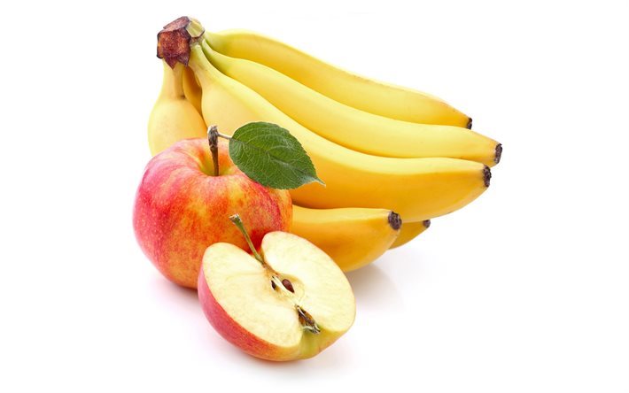 フルーツ, apple, バナナ, 熟したリンゴ