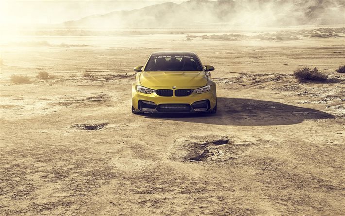 BMW M4, F82, 2016 autot, desert, Vorsteiner, tuning, golden m4, BMW