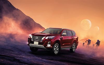 Nissan X-Terra, 2021, front view, exterior, red SUV, new red X-Terra, Japanese cars, Nissan