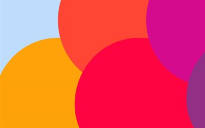 cercles abstraits, 4k, la conception mat&#233;rielle, arri&#232;re-plans color&#233;s, cercles color&#233;s, art g&#233;om&#233;trique, cr&#233;atif, ouvrages d art, art abstrait, bulles color&#233;es