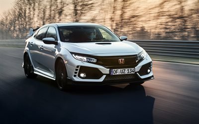 4k, Honda Civic Type R, 2018 cars, road, movement, Honda