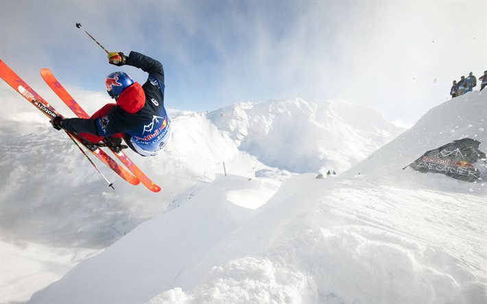 talvi urheilu, Vuoren hiihto, hiihto, lumi, talvi, Red Bull, extreme