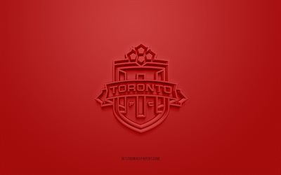 Toronto FC II, creative 3D logo, burgundy background, Canadian soccer team, USL League One, Toronto, Canada, 3d art, soccer, Toronto FC II 3d logo