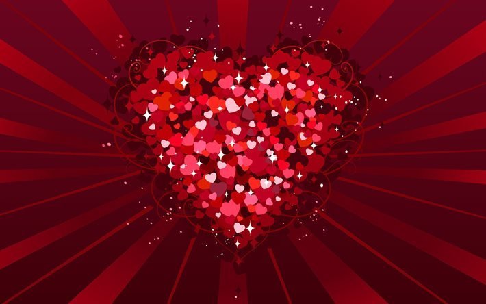 abstract heart, pink heart, love wallpapers