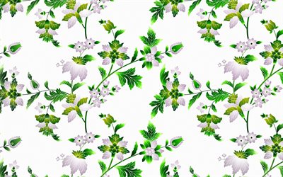 floral white texture, purple flowers texture, retro white floral background, floral texture, purple flowers, retro flowers texture