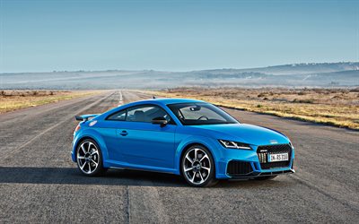 2020, Audi TT RS, blue sports car, runway, new blue TT RS, German sports cars, Audi