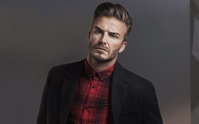 David Beckham, calciatore inglese, photoshoot, giacca nera, famosi giocatori di calcio