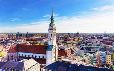 Frauenkirche, church, Cathedral of the Archdiocese, summer, Munich, Bavaria, Germany, Europe, HDR, german cities