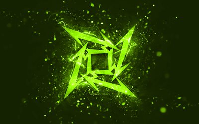 logo de citron vert metallica, 4k, n&#233;ons citron vert, cr&#233;atif, fond abstrait citron vert, logo metallica, stars de la musique, metallica