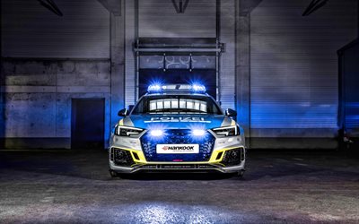 2020, Ve&#237;culo Policial ABT Audi RS4-R, 4k, vista frontal, novo RS4, afinando RS4, carros de pol&#237;cia, pol&#237;cia RS4, Audi