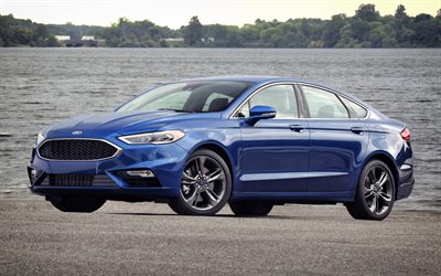 Ford Fusion Sport, 4k, 2017 cars, Ford Mondeo, sedans, Ford