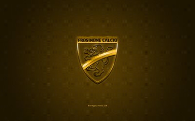 Frosinone Calcio, Italian football club, Serie B, yellow logo, yellow carbon fiber background, football, Frosinone, Italy, Frosinone Calcio logo