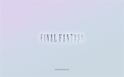 Final Fantasy logo, cut out 3d text, white background, Final Fantasy 3d logo, Final Fantasy emblem, Final Fantasy, embossed logo, Final Fantasy 3d emblem