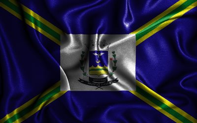 Varginha flag, 4k, silk wavy flags, brazilian cities, Day of Varginha, Flag of Varginha, fabric flags, 3D art, Varginha, cities of Brazil, Varginha 3D flag