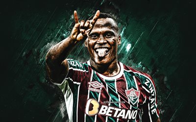 Jhon Arias, Fluminense, portrait, Colombian footballer, green stone background, soccer, Serie A, Brazil