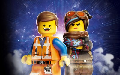 Lego Elokuva 2, Toinen Osa, 2019, Emmet, Lucy Tyylilyyli, 4k, juliste, mainosmateriaali, Amerikkalainen sarjakuvia, merkki&#228;