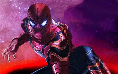 Spiderman, 4k, 2018 de cin&#233;ma, d&#39;art, de super h&#233;ros, Spider-Man, Avengers Infinity War, Spiderman dans l&#39;espace