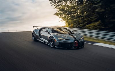 Bugatti Chiron Pur Sport, 2020, vista frontal, hipercarro, cup&#234; esportivo cinza, afina&#231;&#227;o de Chiron, hipercarros, Bugatti