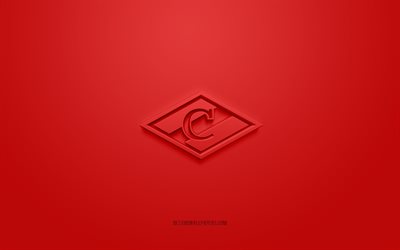 HC Spartak Moscow, creative 3D logo, red background, KHL, 3d emblem, Russian hockey club, Kontinental Hockey League, Moscow, Russia, 3d art, hockey, HC Spartak Moscow 3d logo