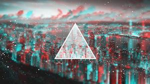 Abstrakte kunst mit hd dreiecken und glitch elementen