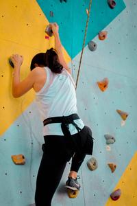 Sport frau wandklettern