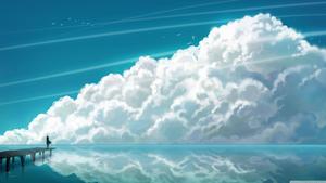 Nehmen sie einen atemzug frischer luft und bewundern sie die schönheit des ozeans und der wolken