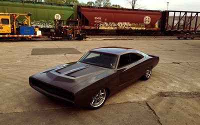 Dodge Charger, 1970, brown coupe, tuning Charger, retro cars, american cars, Dodge