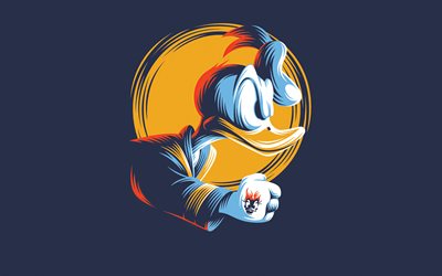 Pato Donald, arte, fundo azul, personagem de desenho animado, arte criativa
