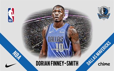 Dorian Finney-Smith, Dallas Mavericks, amerikkalainen koripallopelaaja, NBA, muotokuva, USA, koripallo, American Airlines Center, Dallas Mavericks-logo