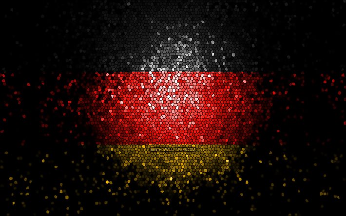 Bandeira alem&#227;, arte em mosaico, pa&#237;ses europeus, Bandeira da Alemanha, s&#237;mbolos nacionais, bandeira da Alemanha, arte, Europa, Alemanha