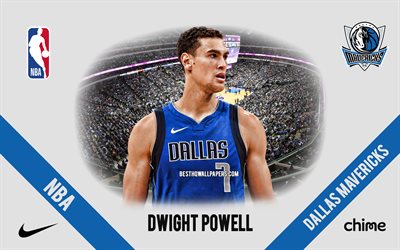 Dwight Powell, Dallas Mavericks, kanadensisk basketspelare, NBA, portr&#228;tt, USA, basket, American Airlines Center, Dallas Mavericks logo