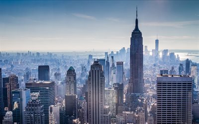 El Edificio del Empire State, estados UNIDOS, Nueva York, los rascacielos, nueva york, estados unidos