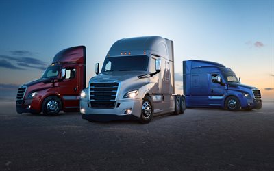freightliner cascadia, 2018, 4k, neue trucks, american trucks, usa, freightliner