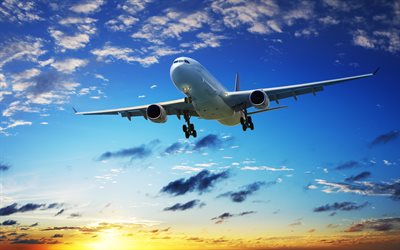 aereo passeggeri, trasporto aereo, aereo in aria, il volo, i moderni aerei di linea, cielo