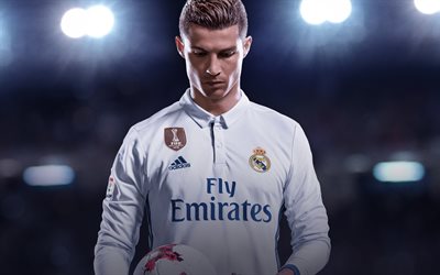 Cristiano Ronaldo, Real Madrid, football, portrait, Spain, La Liga, super footballers
