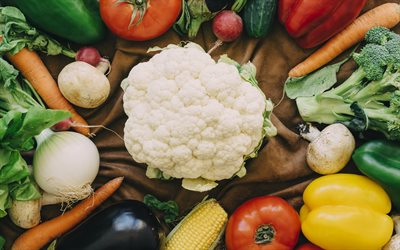 sağlıklı gıda kavramlar, sebzeler, lahana, diyet kavramlar, havu&#231;, biber, soğan, patlıcan, mantar, Mısır