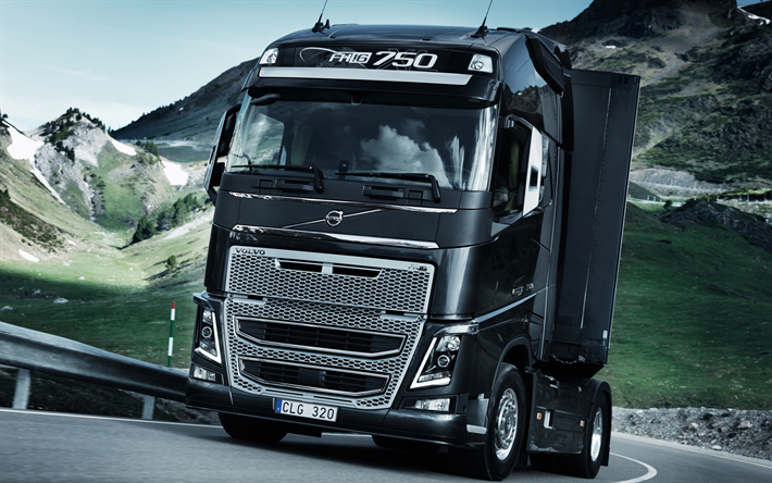 Volvo FH16, 4k, veicoli nuovi, nero FH16, svedese camion, Volvo